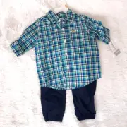 CARTER'S BABY 2pc Button Shirt & Pants, "BABY BOY" (Size 12M) ~ NEW WITH TAGS!!!