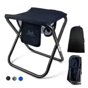 Upgraded 13 Inch Portable Folding Camping Stool with Side Pocket Mesh Black