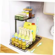 Under Sink Organizers and Storage, 2 Tier Pull Out Bathroom Kitchen Cabinet