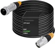 Cat5/6 Ether CON Extension Shielded Cable Male to Male/Female Indoor&Outdoor STP/SFTP Cable with Button Waterproof RJ45 0.3-20M(1067-1031-6-Out-SL,0.29m)