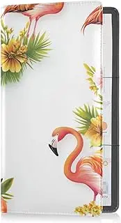 [Caihoyu] Premium Leather Auto Registration Insurance & ID Card Holder Men Women Prefect Car Essentials Wallet for any Car, Truck, Motorcycle, Trailer or Boat Art Flamingo