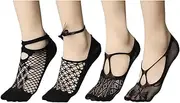 [MKYSZLT] Women Black Lace No Show Socks Fishnet Mesh Sheer Ankle Socks See Through Hollow Net Thin Short Sexy Fancy Sock Woman