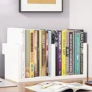 Hbluefat Desktop Organizer Bookshelf, 2 Cubicler Small Wood Tabletop Bookcase, Mini Multi-Functional Countertop Display Storage Shelf for Home Office School (White)