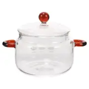 Glass Cooking Saucepan with Lid Heat Resistant Borosilicate Glass Saucepan