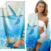 Fiohiros Beach Towel, Sand Free Beach Towel, Beach Towels Oversized, Beach Towels Sand Free (Fishes) (Turtle)