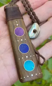 LIGNUM VITAE TURQUOISE LAPIS LAZULI SUGILITE 18k GOLD SILVER MAORI HEI TOKI ADZE