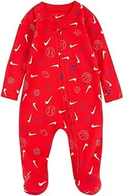 Nike Baby Boys Sports Ball Full Zip Sleep & Play Footed Coverall (University Red(56H592-U10)/White, 3 Months)