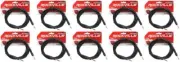 10 Rockville RCTR110B Black 10' 1/4'' TRS to 1/4'' TRS Cable 100% Copper