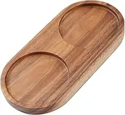 Salt and Pepper Mill Tray, Tray Made of Acacia Wood, Can Be Used as a Candle Tray, Coaster, Spice Bottle Holder and More, Wood, Brown, Inner Diameter 6.3 cm, 14.3 x 7 x 1.5 cm