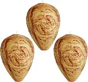 3 Pack Wasp Nest Decoy, Waterproof Fake Wasp Nests for Outdoor, Hanging Hornet Nest for Hornets Wasps Garden Patio Yard