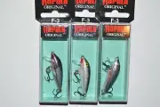 3 lures rapala f-3 floating 1 1/2" 1/16oz f03 silver assortment minnow lure