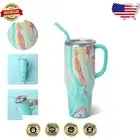 Dishwasher Safe 40oz Stainless Steel Tumbler with Handle, Straw & Silicone Base