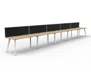 RAPIDLINE RAPID ETERNITY SINGLE SIDED WORKSTATION With Screen 5 Person W1500 x D750 x H730mm (per user) Natural Oak Top White Frame