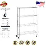 Versatile Chrome 4-Shelf Organizer with Wheels - Perfect for Garage or Kitchen