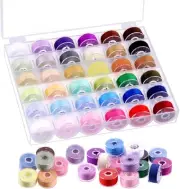 36Pcs 36 Colors Polyester Prewound Bobbins Sewing Set with Bobbin Box, Sewing