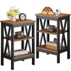 VECELO Modern Nightstands X-Design Side End Table Night Stand with Storage Shelf