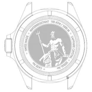 【EDOX 伊度】SkyDiver 海神波賽頓 1000米潛水機械錶(E80120.3NCA.ODN)