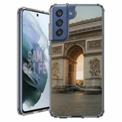 For Samsung Galaxy S20 S21 S23 S24 FE 5g TPU Case+Glass(Arc De Triomphe)