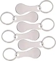 SECFOU 6Pcs Stainless Steel Shopping Cart Tokens with Key Ring Portable Trolley Coin Removers for Grocery Shops Key Ring Pendants for Easy Access