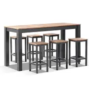 Balmoral 6 Seater Teak Top And Aluminium Alfresco Bar Setting