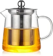 TOMVAES Glass Teapots with Infuser,1300 ml in Square Shape Borosilicate Glass Tea Pot with Tea Strainers for Loose Leaf Tea,Removable 304 Stainless Steel Infuser