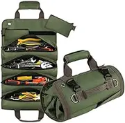 Roll-Up Tool Bag Organizer with 11 Pockets, Heavy-Duty Waterproof Oxford Storage, Portable Tool Kit Organizer with Shoulder Strap for Mechanics, Electricians & DIY