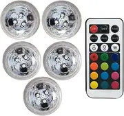 5pcs Small Submersible LED Lights with Remote Pool Lamps Underwater Battery Powered Multi Color Changing Waterproof Light for Pool Vase Base Spa Aquarium Pond Hot Tub Decoration Party