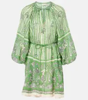 [Alemais] Alémais Lula printed linen minidress UK 6 green