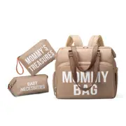 ANYMOM Mommy Diaper Bags Khaki 3 pcs Set Nappy Backpack Maternity Multifunctional Handbag Large Capacity Luggage Sleeve