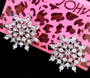 Sparkling STAR Rhinestone SNOWFLAKE Merry Christmas Betsey Johnson Earrings qt+2