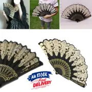 1/2pc Hand Held Lace Folding Fan Lolita Dance Wedding Party Palace Flower Bridal