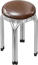 Stainless Steel Stacking Round Bar Stools, Home Restaurant Practical Stool with Non-Slip Feet for Home Office Living Room Indoor-Outdoor Stackable Stools Set of 4,Brown