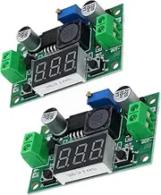 A-DIGISHUO 2Pcs LM2596 Adjustable Voltage Regulator with 4.0-40V to 1.25-37V DC 36V to 24V to 12V to 5V | Automotive Motor Step-Down Converter with Red Voltmeter Display