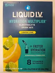 Liquid IV Electrolyte Drink Mix, Lemon Lime 15 On-the-Go Sticks 850021474942VL