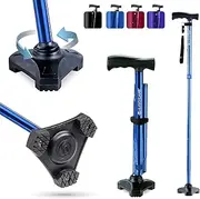 HurryCane Freedom Edition Folding Cane with T Handle, Trailblazer Blue