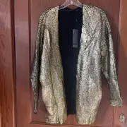 Gold Sequin Long Sleeve Blazer ONLY Edge Collection Luxury Large NWT