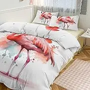 GHBNK Quilt Set 3-Piece - Ultra-Soft Thickened Bedding Set, Watercolor Flamingo Bedspread + 2 Pillowcases, Lightweight Double-Sided Quilt Cover for Home/Hotel/Gifts 102"x90"