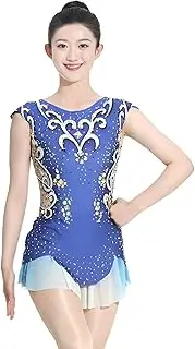 [Zagitova] Women Sleeveless Rhythmic Gymnastics Leotard, Breathable Gymnastics Competition Leotards for Girls