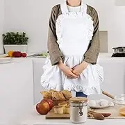 Comfortable Kitchen Apron, White Women Apron, Adjustable for Women Cooking