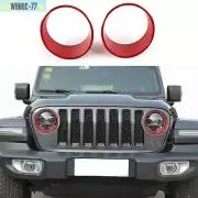 2X Red ABS Front Light Headlight Trim Cover Bezels For Jeep Wrangler JT 2018+ (for: Jeep)