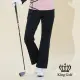 【KING GOLF】女款素面彈性小喇叭刷毛長褲(黑色)