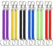 [MIVES] 12Pcs Stretchy Spiral Keyring,Spiral Retractable Spring Coil Keychain,Wrist Coil Keychains Bungee Cord Bracelet Key Rings Lanyard Keychain,Spiral Keychain Stretchy Ring with Metal Lobster Clasp
