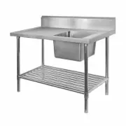 Sink Right Single Bowl Bench 2400x600x900mm Pot Shelf Full Stainless Commercial