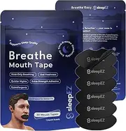 Breathe Mouth Tape for Sleeping - 30-Pack | 100% Hypoallergenic Lip-Shaped Sleep Tape for Nasal Breathing & Snoring Relief | Extra-Strength Adhesive & Pain-Free Removal | Supports Oral Health, REM Sleep & Anti-Snore | Black | 1-Month Supply
