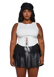 [Poster Grl] Plus Search And Destroy Corset Tank - White