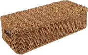 Storage Box Storage Bins with Lids Storage Baskets Desktop Container Multipurpose Basket Woven Basket Storage Bin Decorative Basket Plastic Rattan European Style (Color : Coffee, Size : 35.50X15.50X