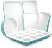 NutriChef 6-Pcs Kitchen Oven Baking Pans - Non-Stick Baking Sheets Set