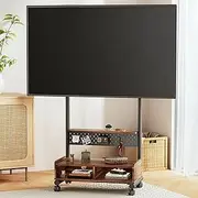 EKDJSN Mobile TV Stand for 40-85 Inch TV, Height Adjustable Mobile TV Cart, Rolling TV Mount Stand on Wheels, Floor TV Stand with Perforated Board and Open Storage