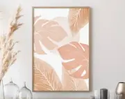 Pastel Monstera Leaf Art Tropical Palm Leaf Print Tropical Wall Art Modern Wall