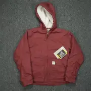 Eddie Bauer Jacket Womens Small Red Merlot Workwear Canvas Sherpa Lined NWT